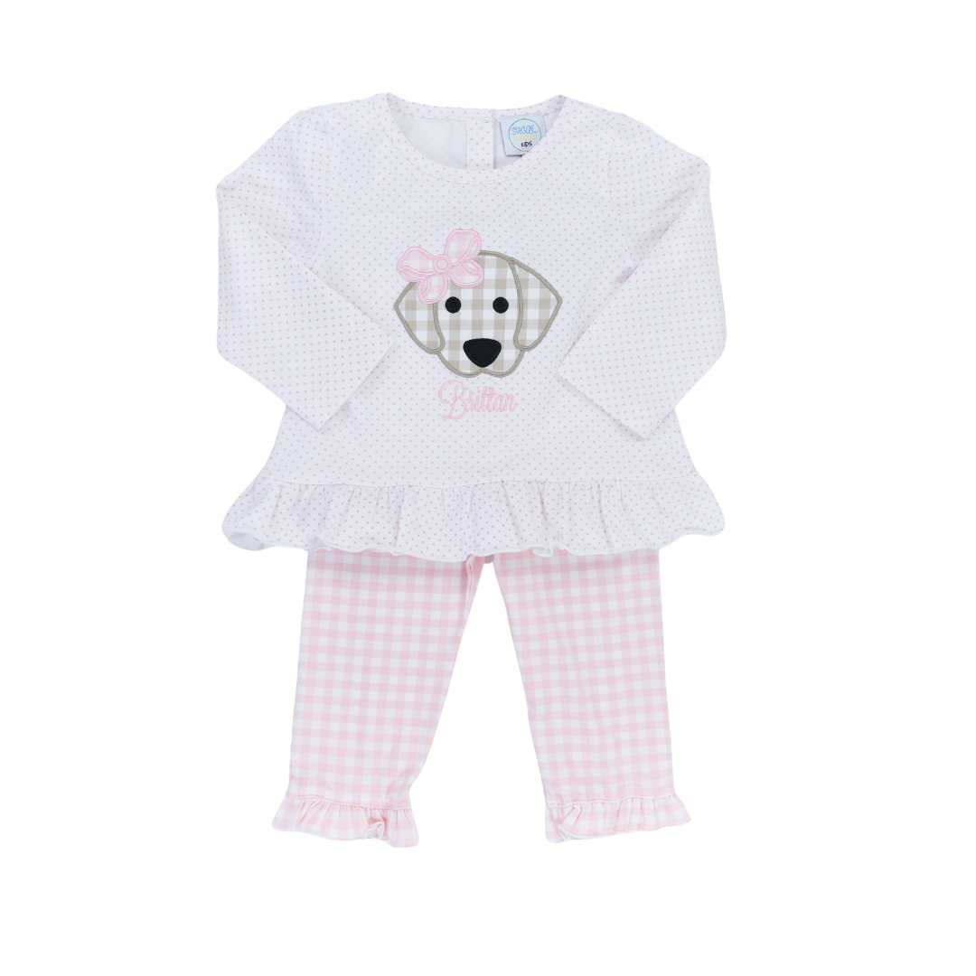 Pink Bitty Dot Pup Pant Set