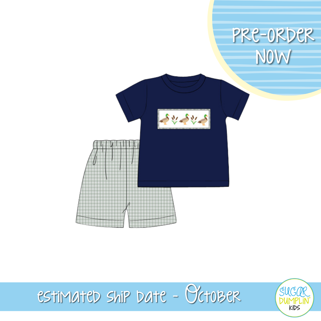 PO115: Smocked Mallard Boys Short Set