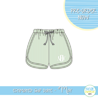 PO111: Seaside Seersucker Boys Swim Shorts
