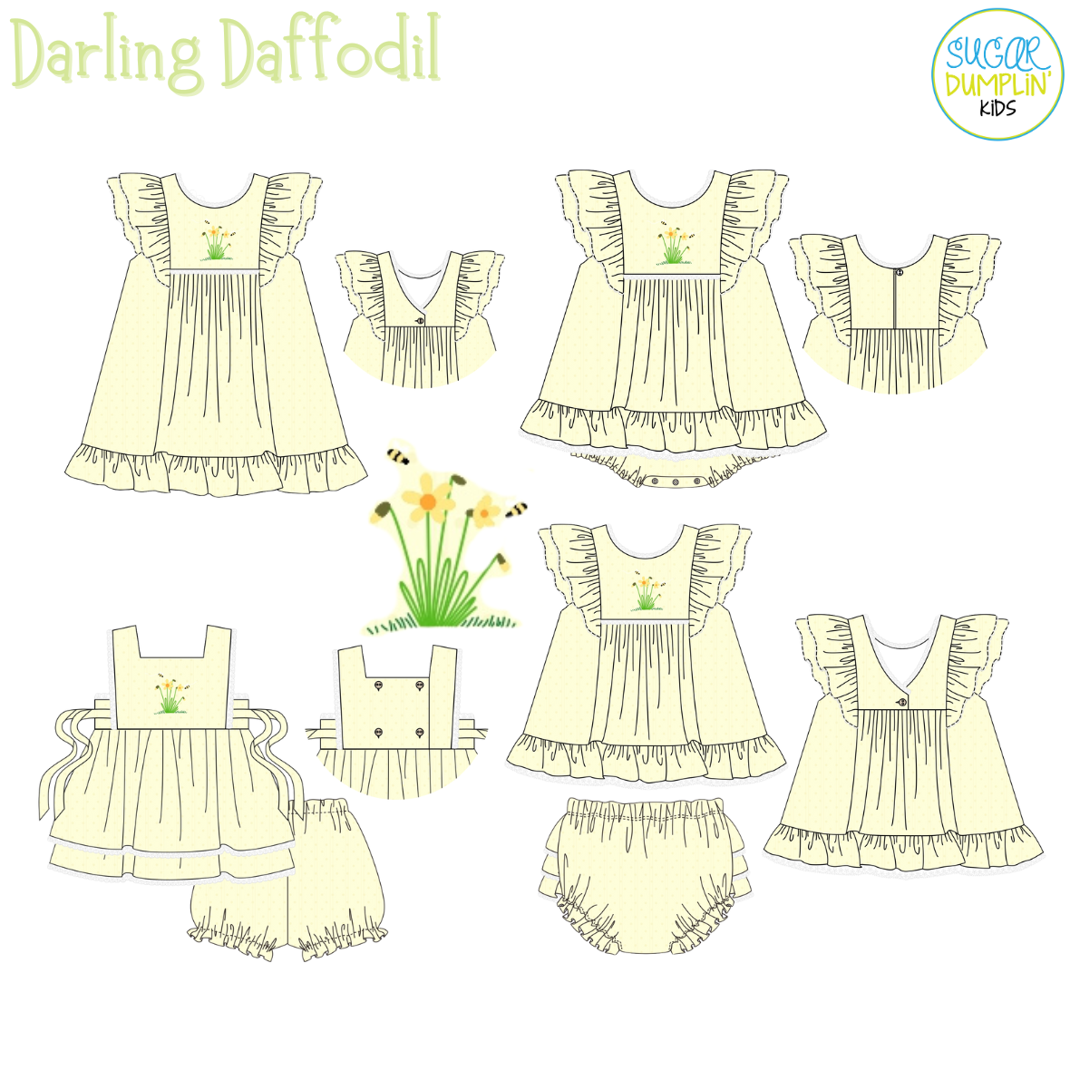 PO111: Darling Daffodil Girls Skirted Bubble