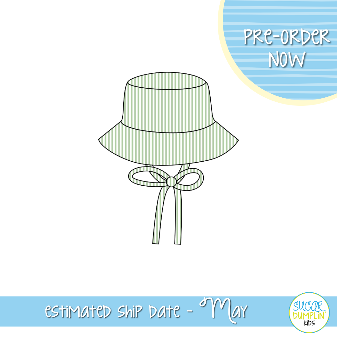 PO111: Seaside Seersucker Boys Green Sun Hat