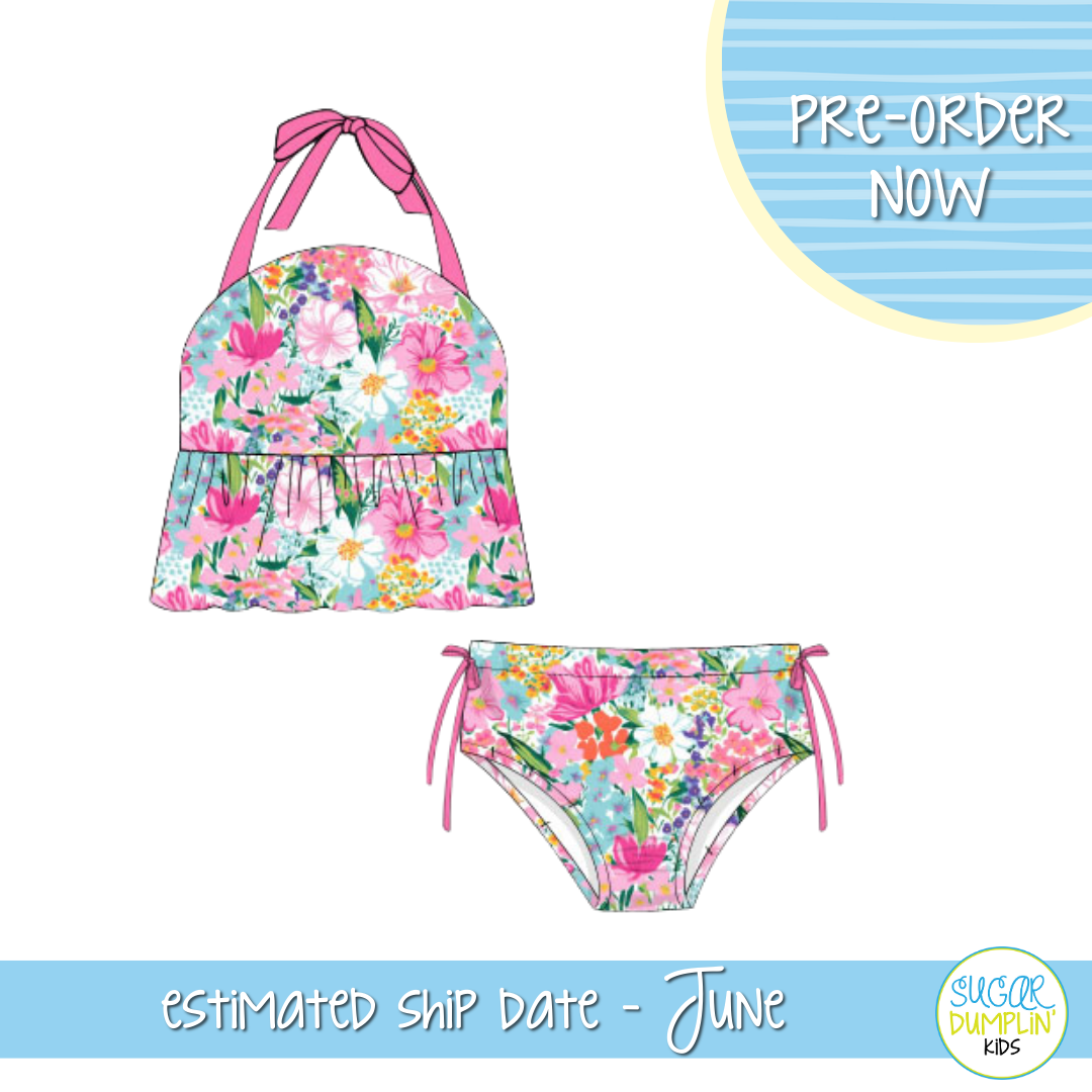 PO103: Fun Floral Two Piece Swimsuit