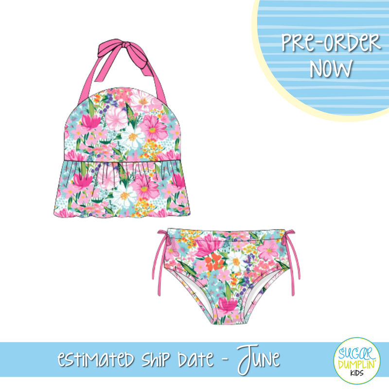 PO103: Fun Floral Two Piece Swimsuit