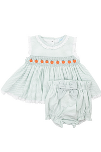 Girls Timeless Smocked Pumpkin Bloomer Set