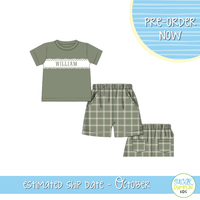 PO115: Harvest Name Smocks Boys Short Set