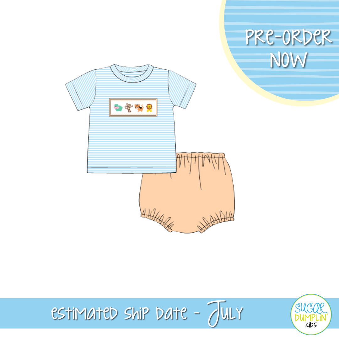 PO104: Zoo Animal Smock Boy Diaper Set