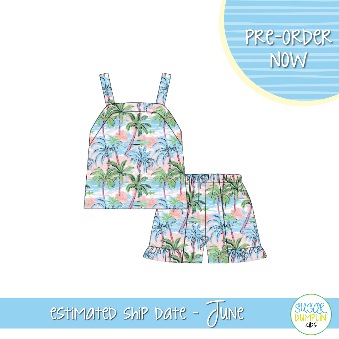 PO112: Caribbean Blues Girls Short Set