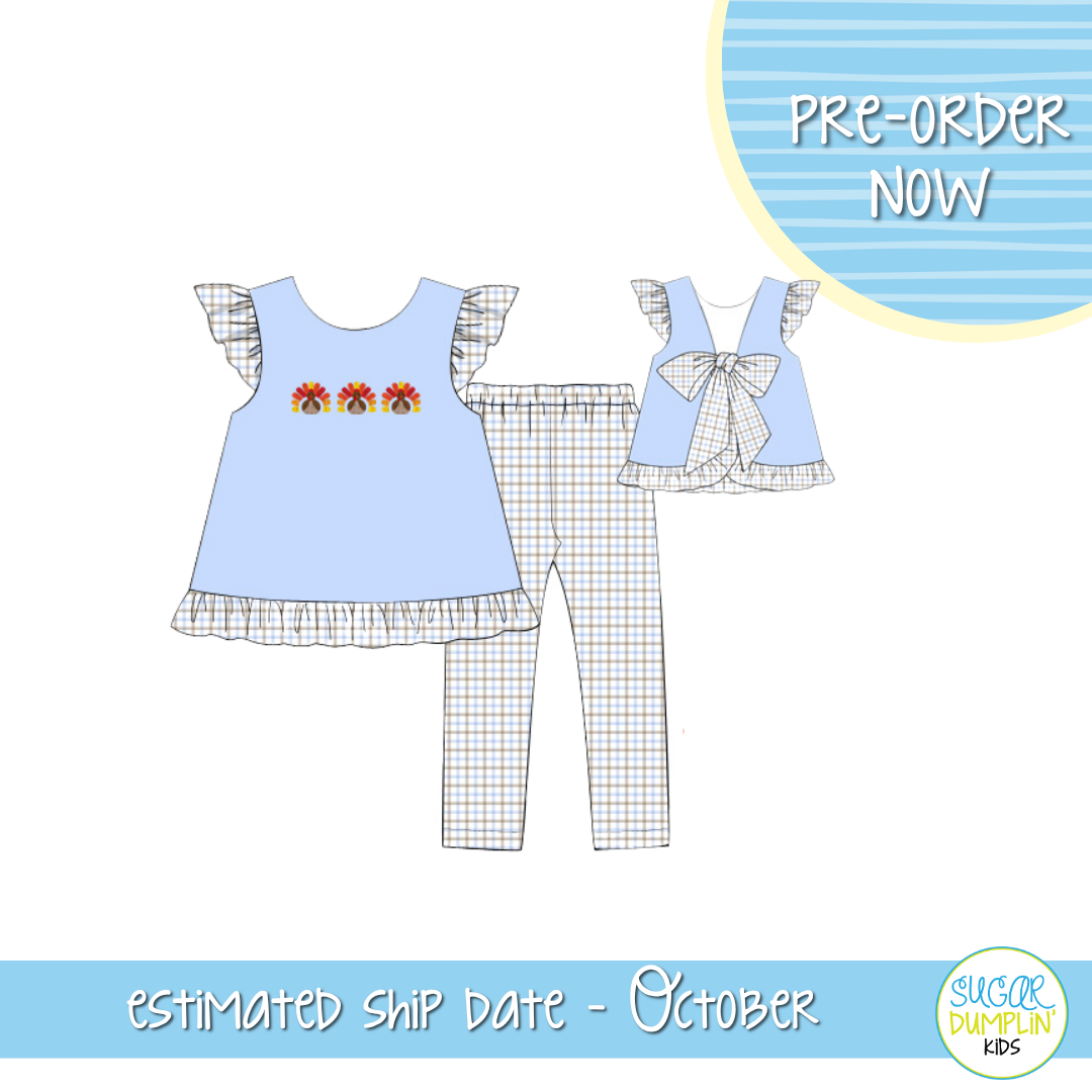 PO115: French Knot Turkey Girls Pant Set