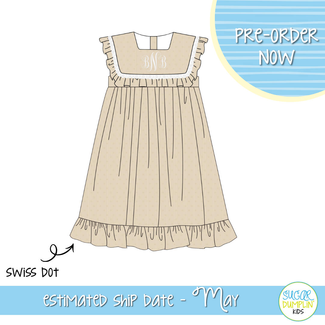 PO111: Swiss Dot Neutrals Girls Dress