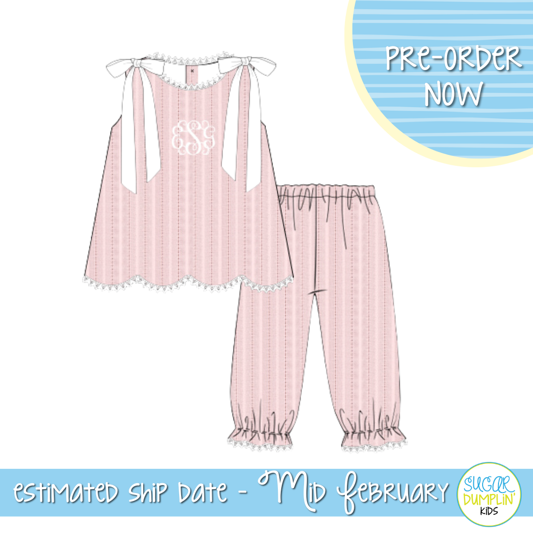 PO110: Linen Pink Girls Pant Set
