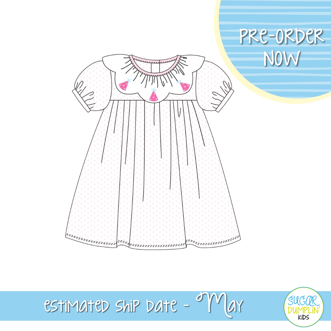 PO111: Bitty Dot Birthday Girls Dress
