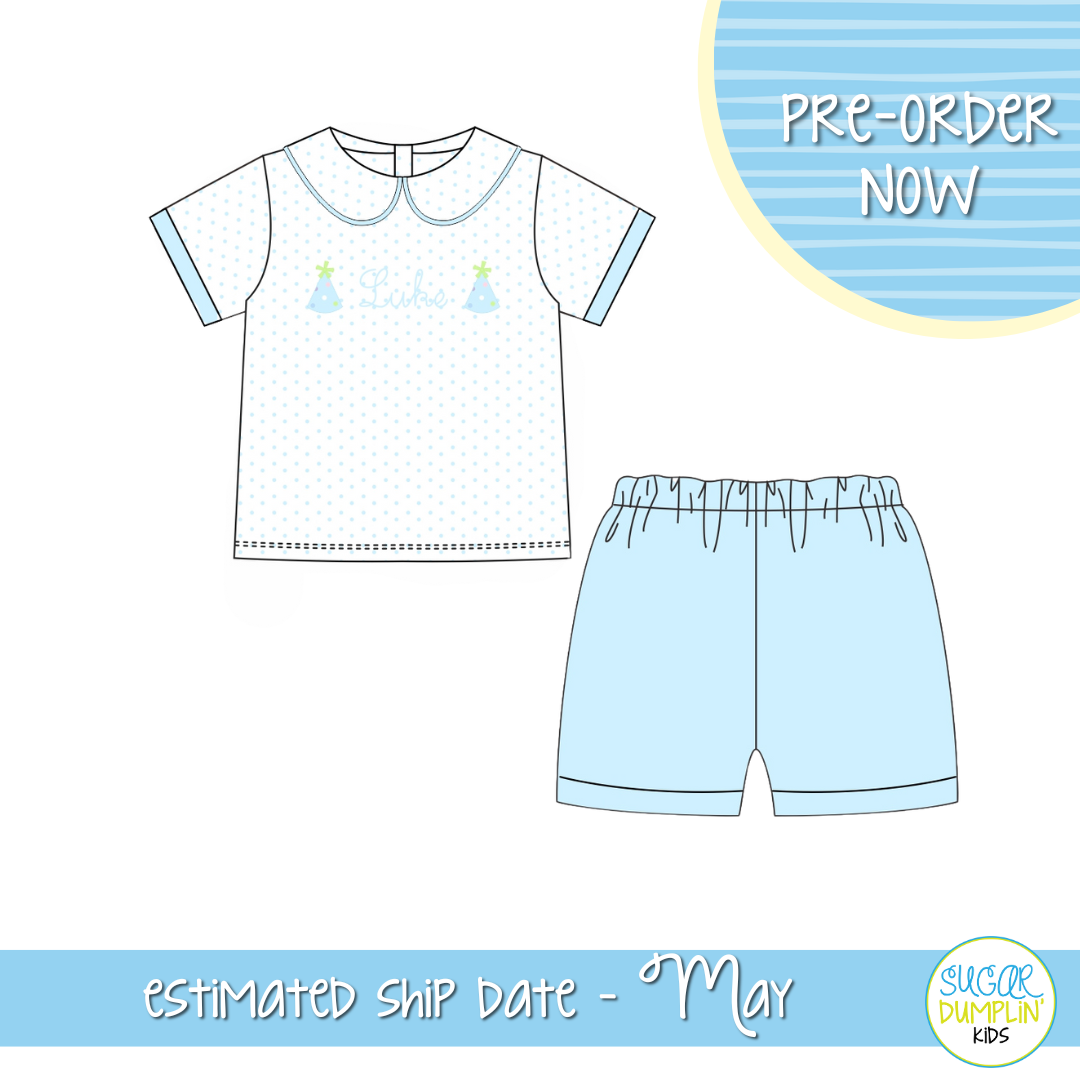 PO111: Bitty Dot Birthday Boys Short Set