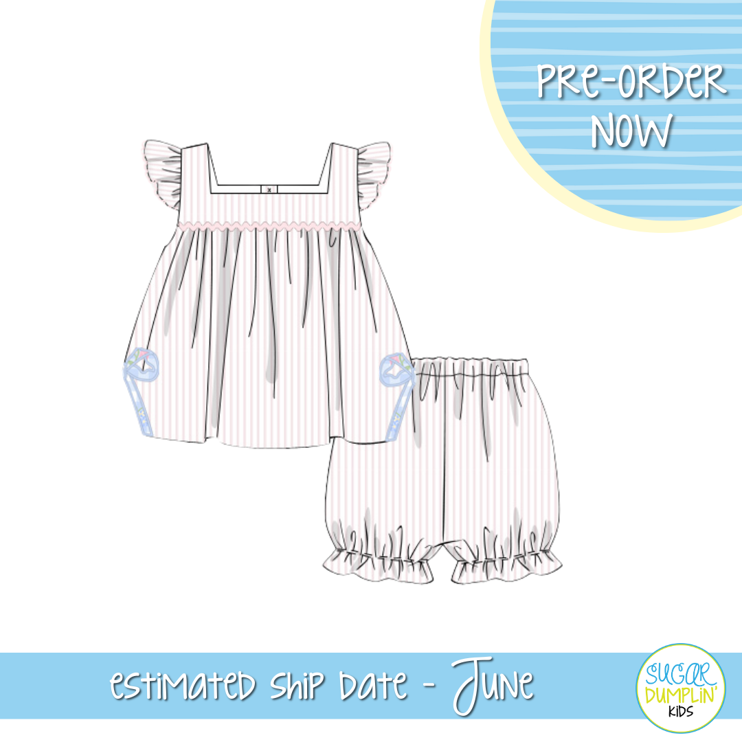 PO103: Sweet Ditsy Bow Bubble Short Set