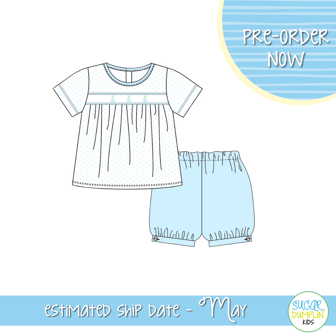 PO111: Bitty Dot Birthday Boys Banded Shorts Set