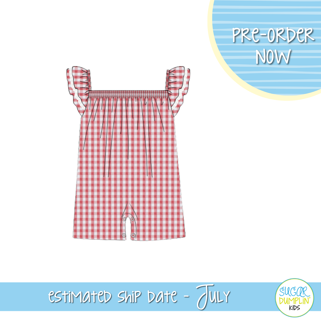 PO104: Summer Picnic Plaid Girl Romper