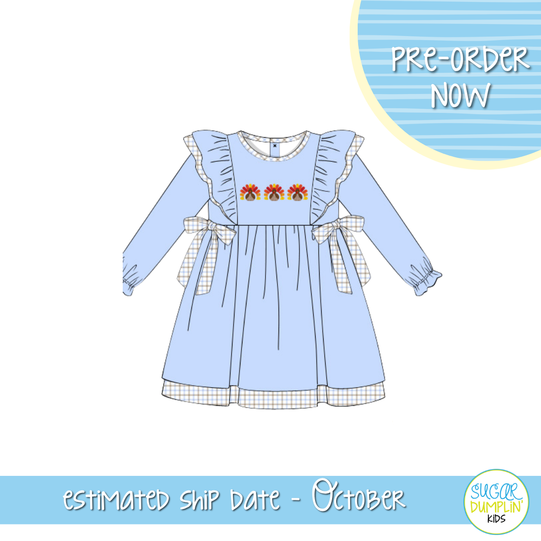PO115: French Knot Turkey Girls Dress