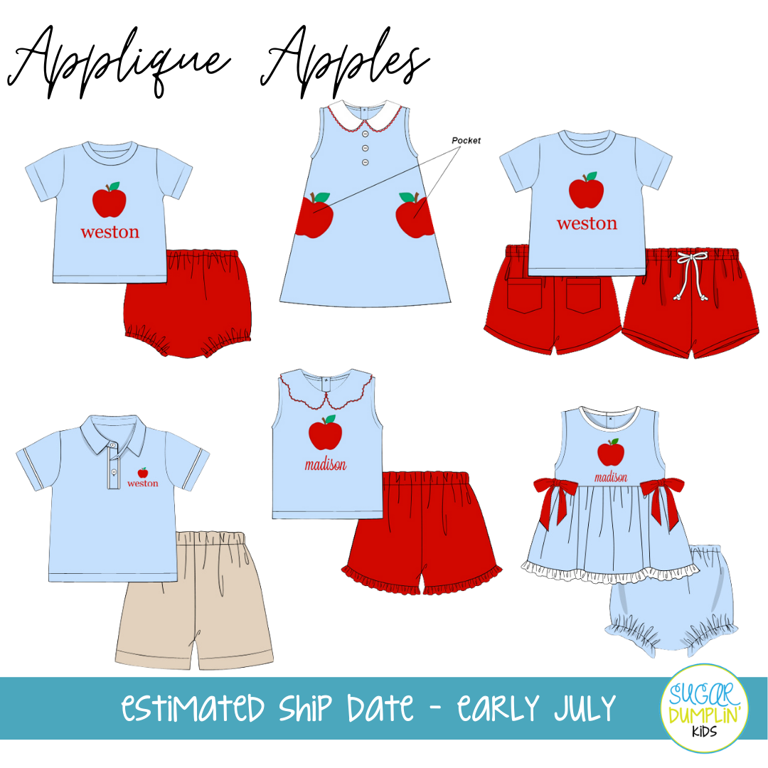 PO93: Boys Apple Applique Diaper Set