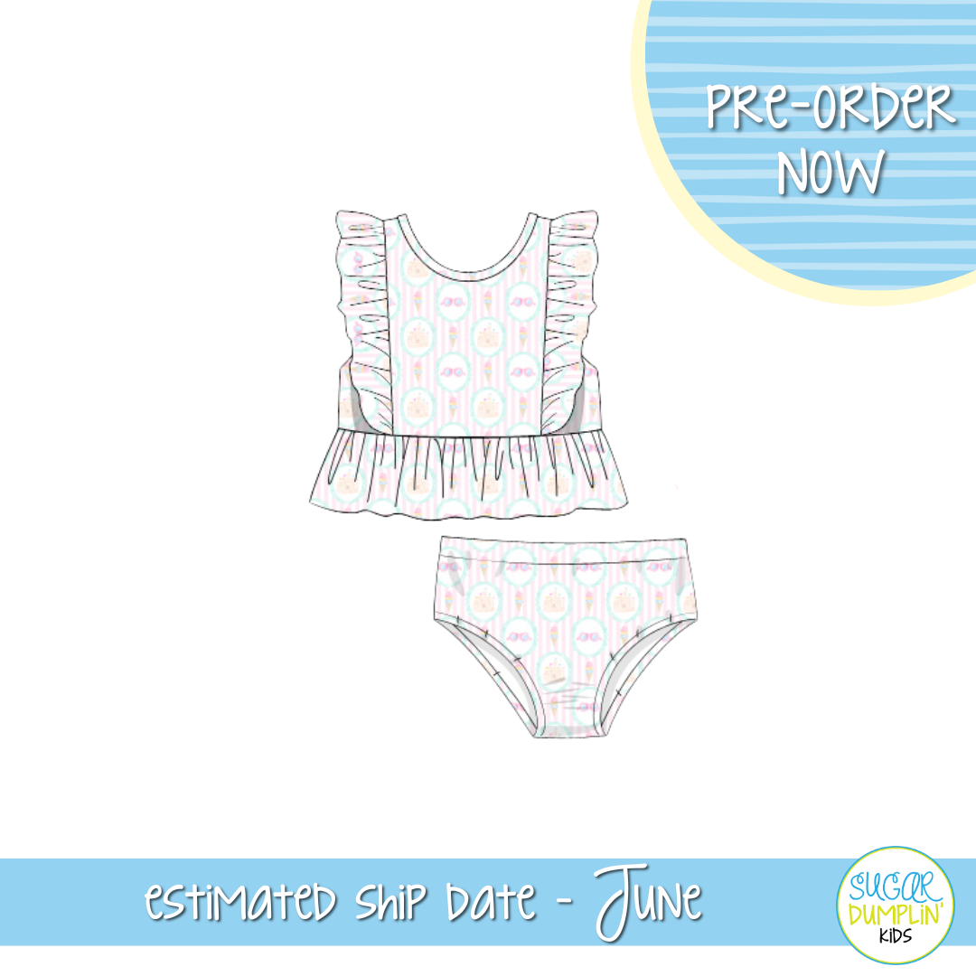 PO111: Beach Side Cutie Girls Two Piece Swimsuit