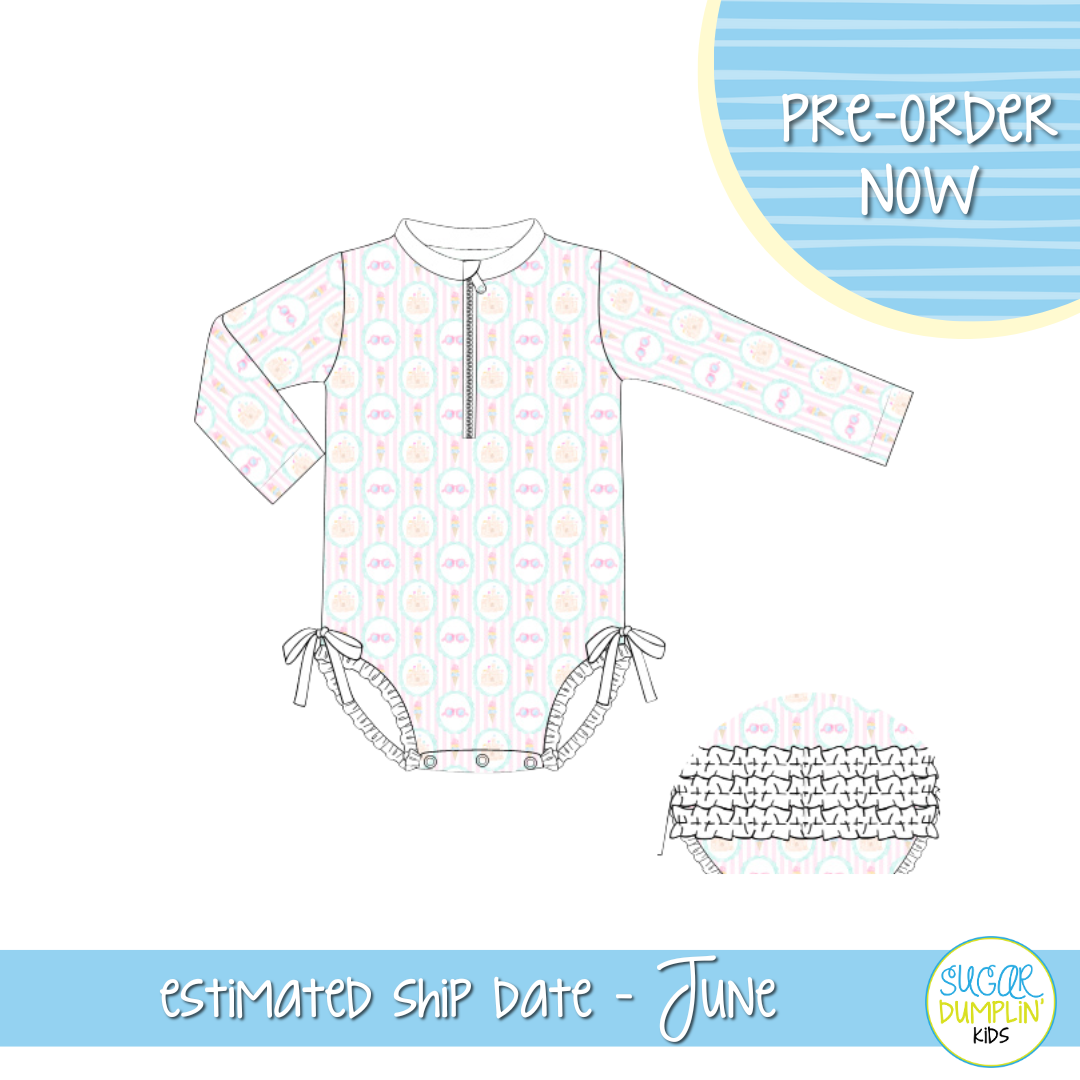 PO111: Beach Side Cutie Girls One Piece Swimsuit