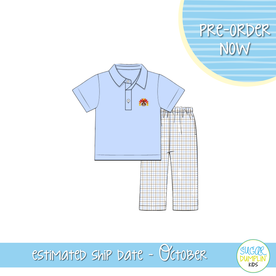 PO115: French Knot Turkey Boys Pant Set