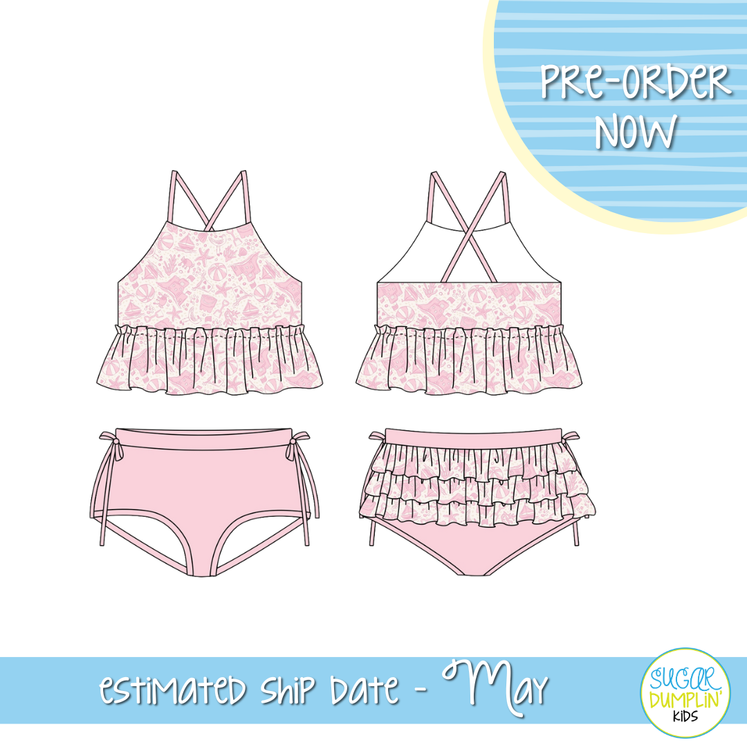 PO111: Fun in the Sand Girls Tankini Swimsuit