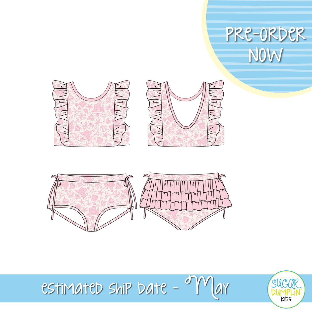 PO111: Fun in the Sand Girls Two Piece Swimsuit