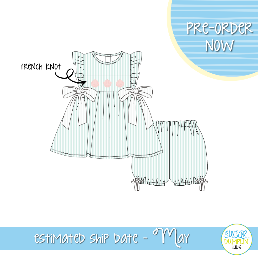 PO111: Striped Shells Collection Girls Short Set