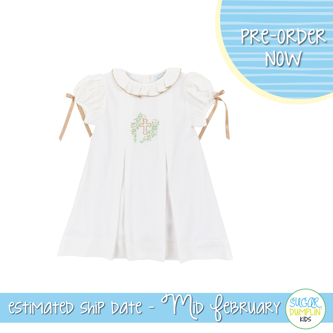 PO110: Linen Cross Girls Dress