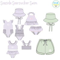PO111: Seaside Seersucker Boys Swim Shorts