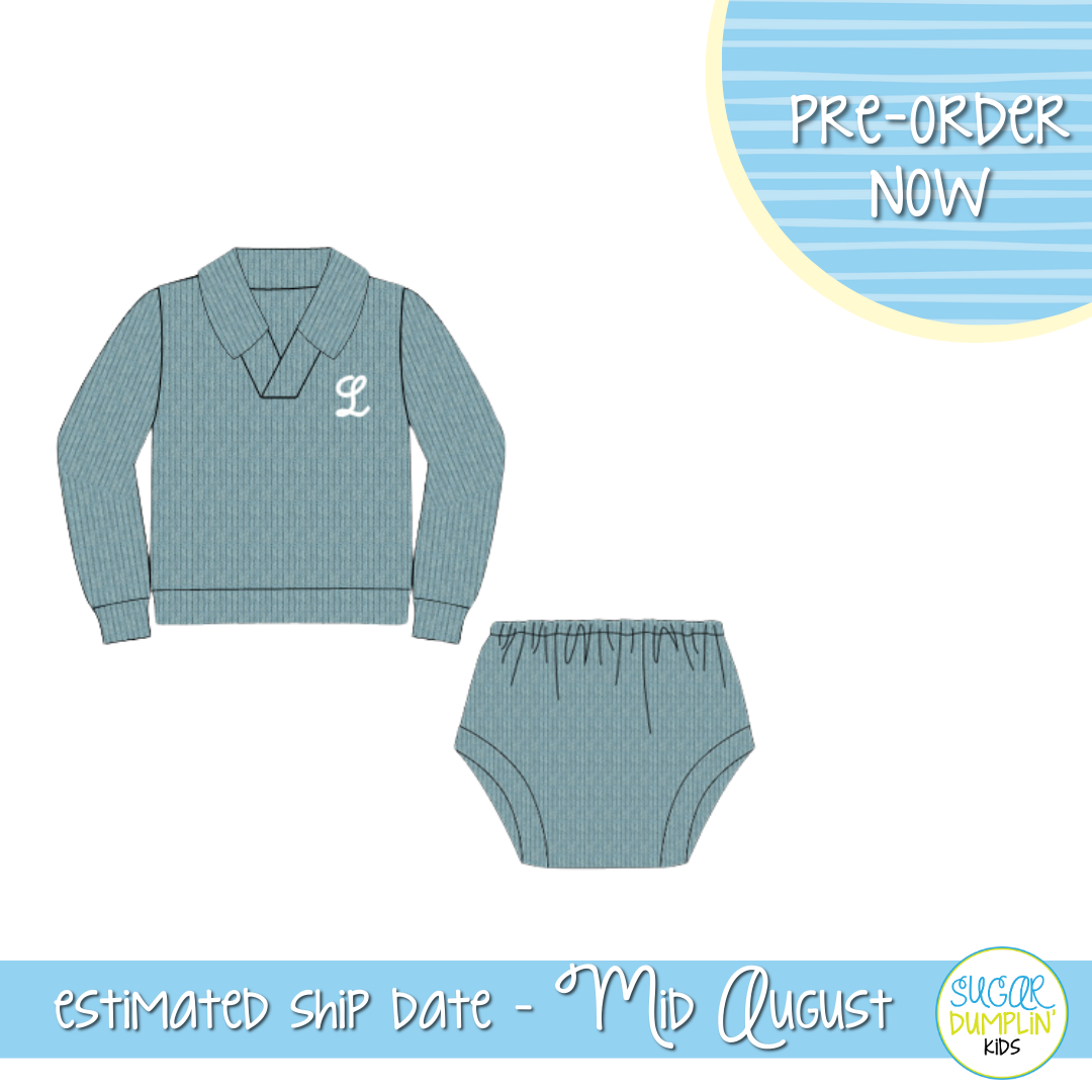 PO106: Knit Magnolia Blue Boys Diaper Set