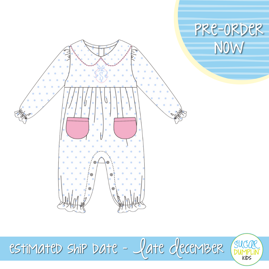 PO109: Bow Wreath Dotted Romper