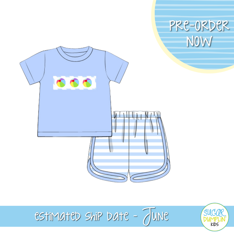 PO103: Smocked Beach Ball Boy Short Set