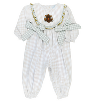 Girls French Knot Turkeys Long Romper