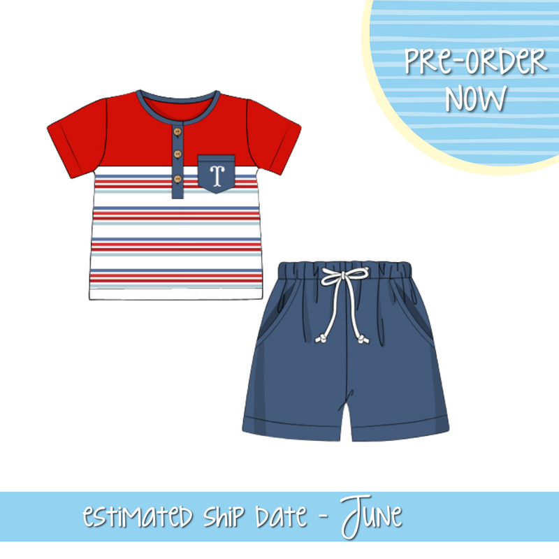 PO103: Patriotic Patchwork Boys Short Set