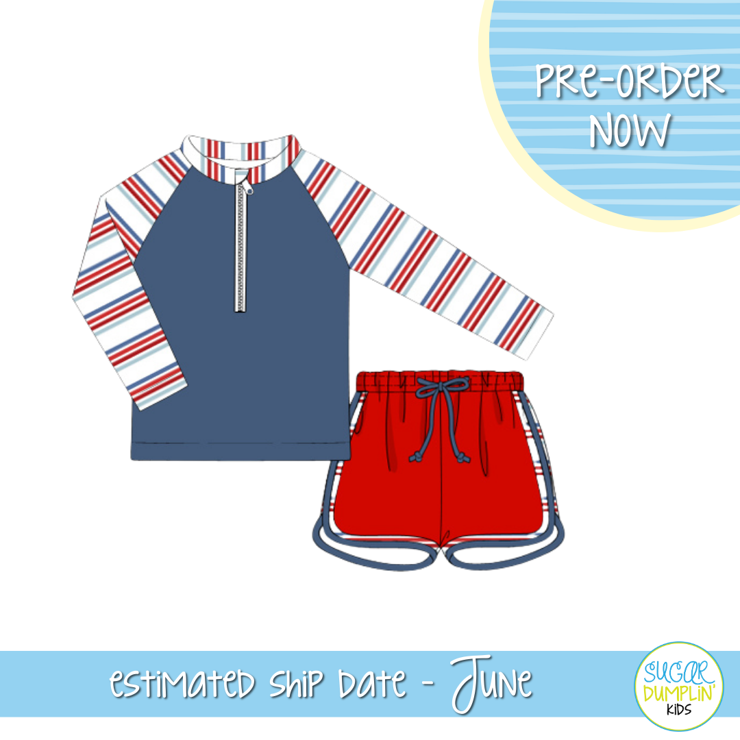 PO103: Patriotic Patchwork Boys Swim Set