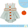 PO95: Girls Pumpkin Patch Smocked Skirted bubble