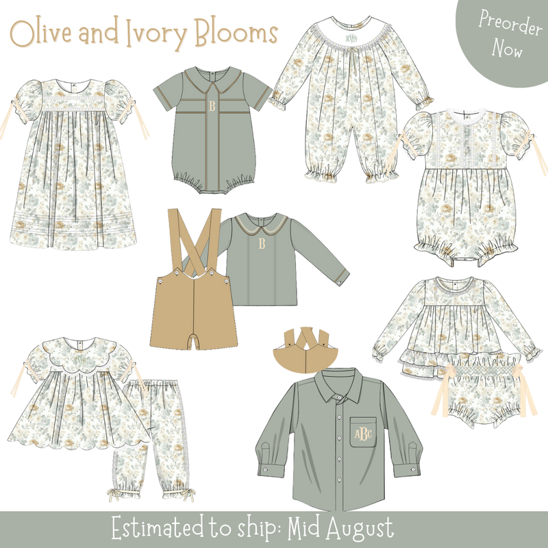 PO106: Olive and Ivory Blooms Jon Jon Set