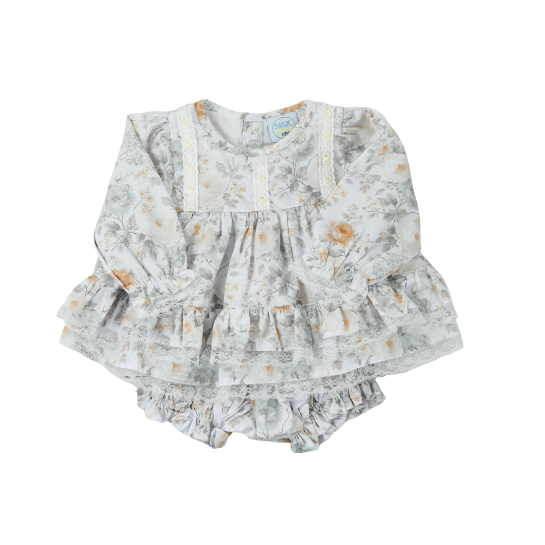Olive and Ivory Blooms Bloomer Set