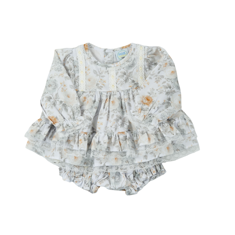 Olive and Ivory Blooms Bloomer Set