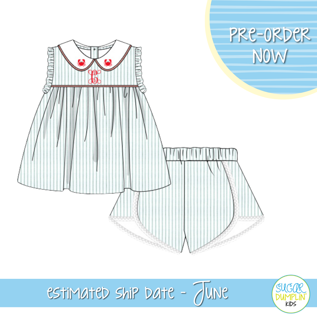 PO103: A Little Crabby Girl Short Set