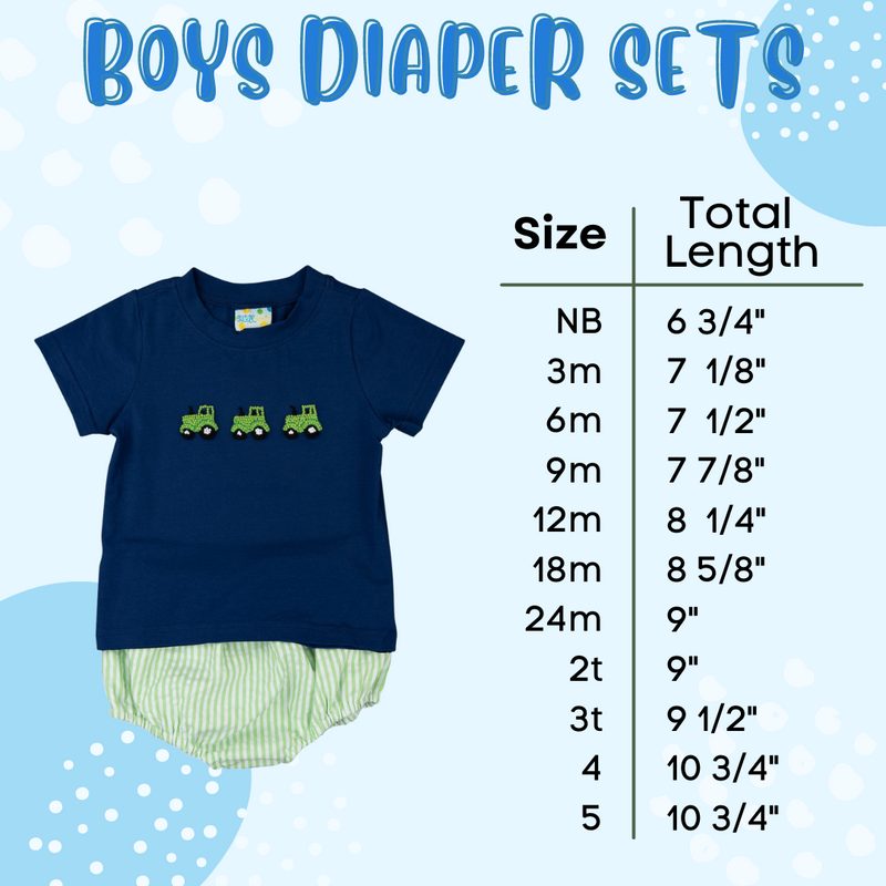 Smocked EIEIO Boys Diaper Set
