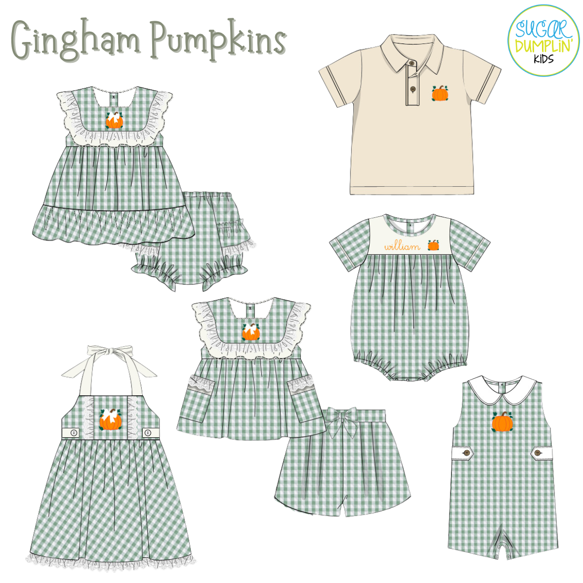 PO115: Gingham Pumpkins Boys Bubble