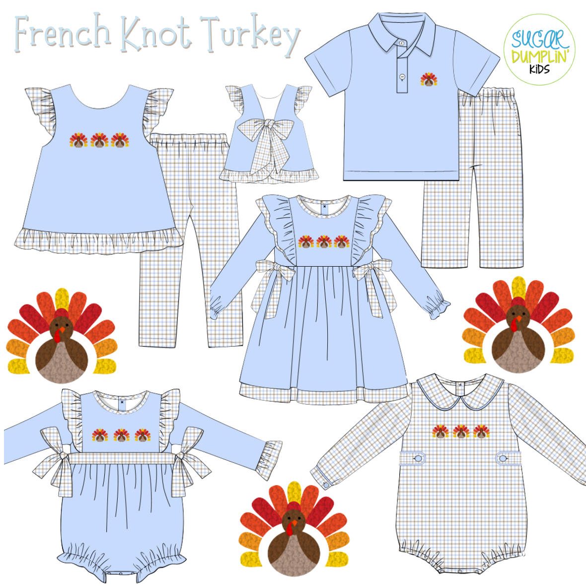 PO115: French Knot Turkey Girls Bubble