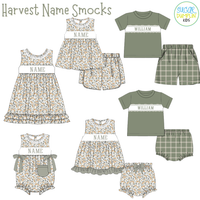 PO115: Harvest Name Smocks Boys Diaper Set