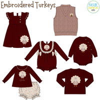 PO115: Embroidered Turkeys Boys Bubble