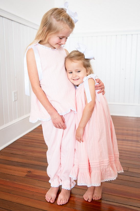 PO110: Linen Pink Girls Pant Set