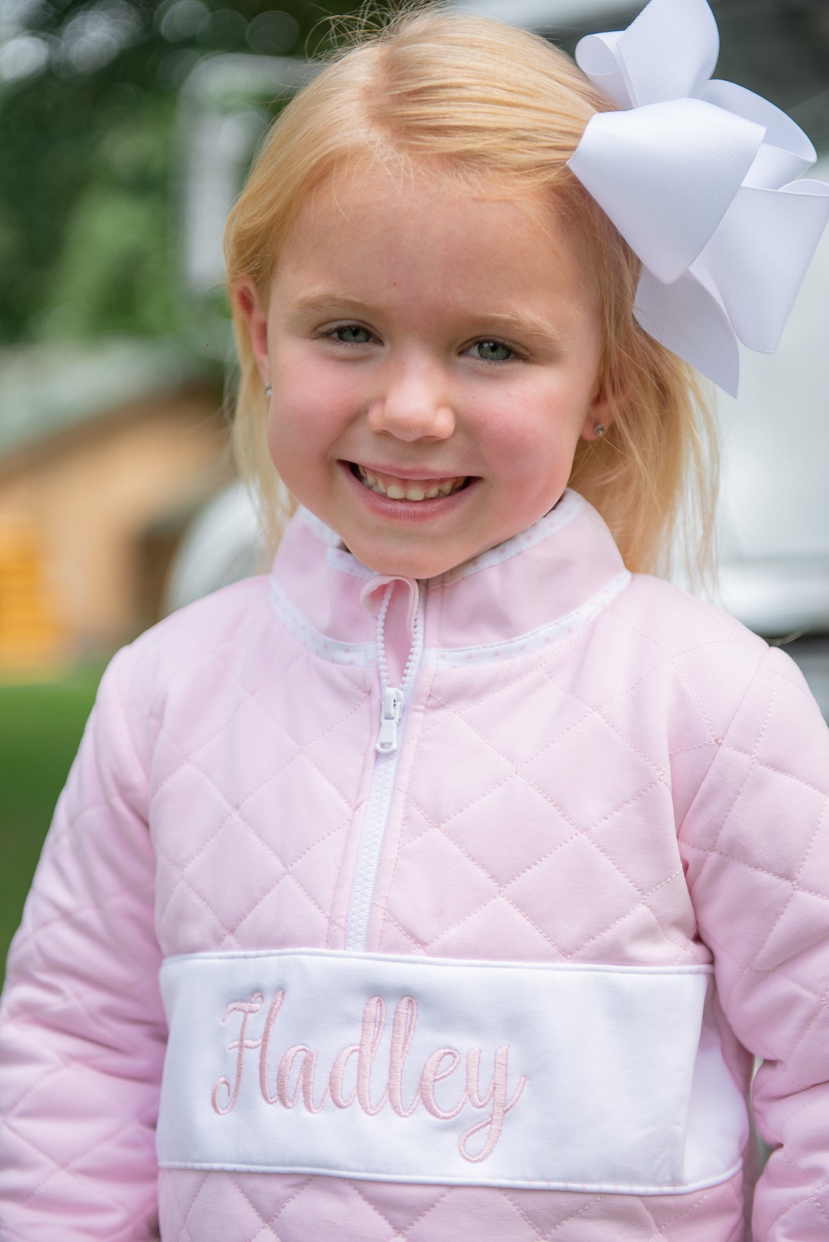Girls Pink Embroidered Name Jacket