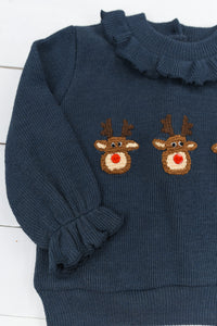 Girls Reindeer Friends Sweater