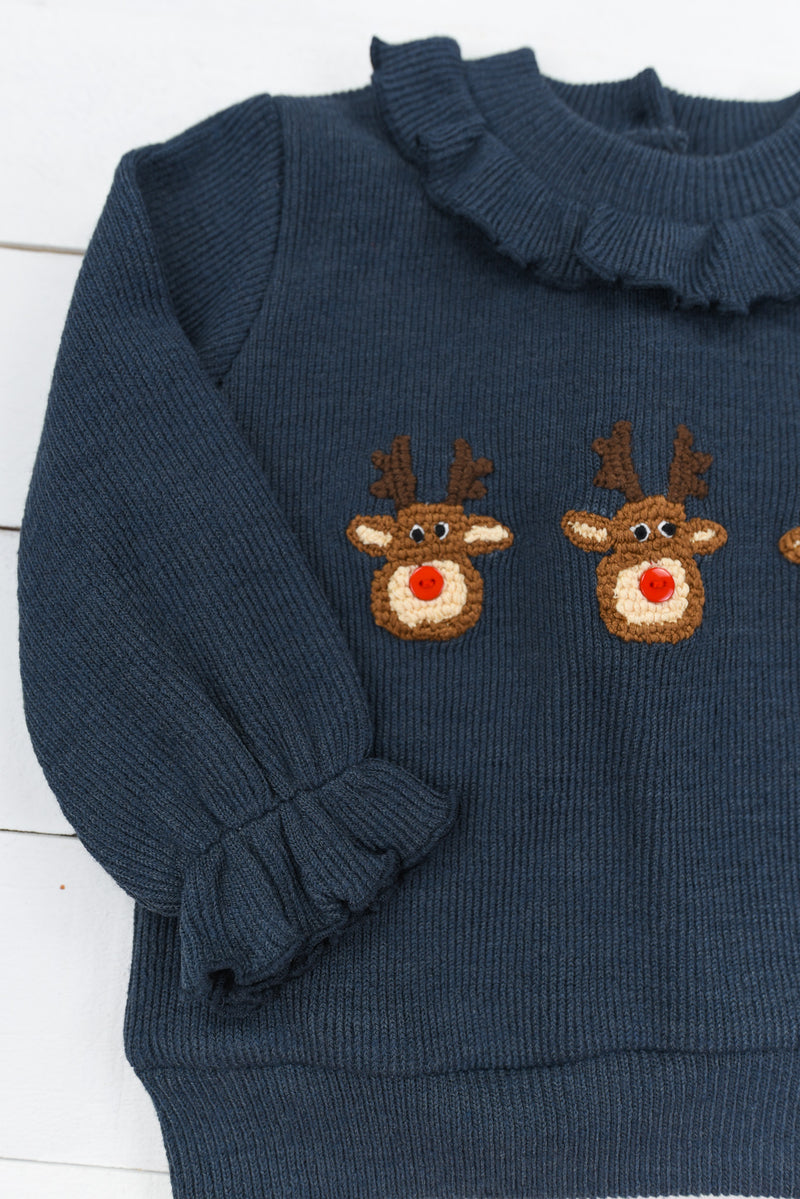 Girls Reindeer Friends Sweater