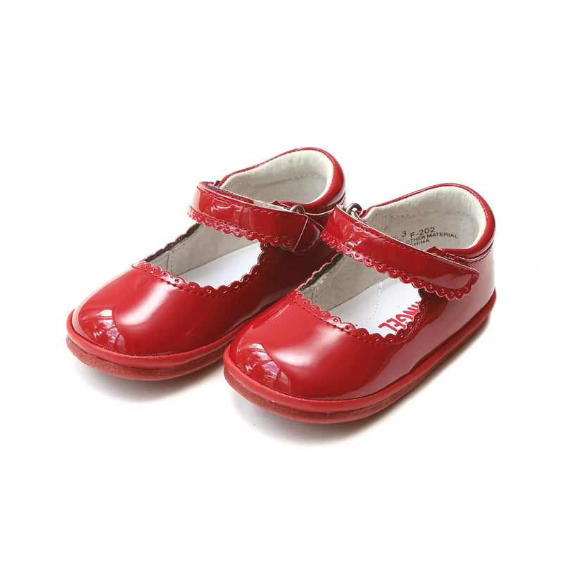 Cara- Scalloped Mary Jane (Baby)- Patent Red
